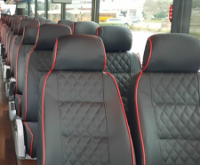 leather seats on a charter bus